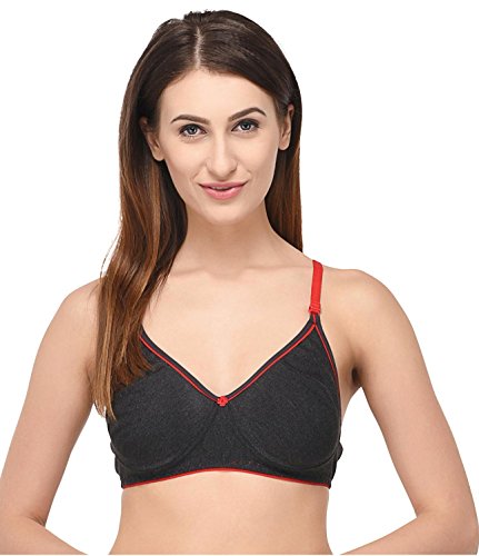 Fabme Women's Seamless, Hosiery Cotton, Double Layer Cups, T-Shirt Bra  (Pack of 1) (Color: Charcoal Grey) (Size: 32)