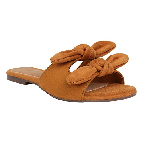 Suede bow sales slides