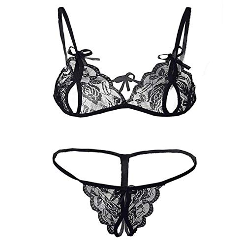 Embrave Women's Net Lace Lingerie Set for Honeymoon Bra Panty