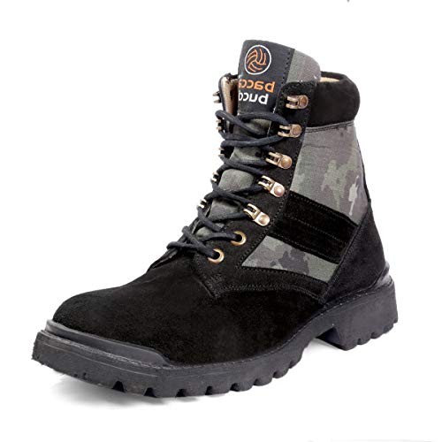 Bacca Bucci Men s Military Jungle Boots Leather Suede Speed Lace Desert Boots Combat Outdoor Tactical Light Weight Black