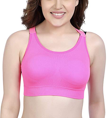 XMXM Women Cotton Polyester Padded Wireless Sports Bra with Removable Pads  for Daily Use Gym Yoga Dancing Sky Blue