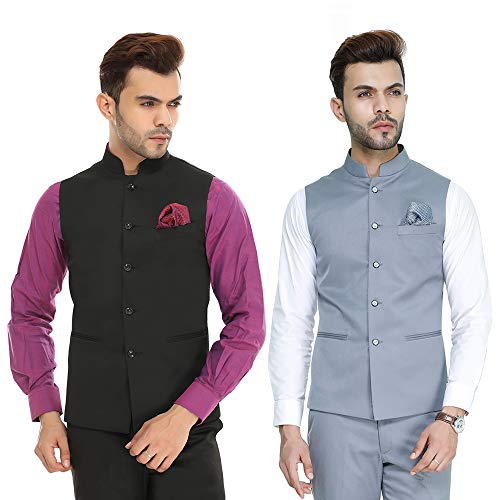 MANQ Men s Slim Fit Formal Waistcoat Combo of 2 Size 36 Light