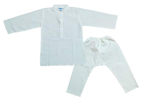 shaishav wears Baby boy/Kid Cotton Kurta & Pyjama (0 Months - 5 Year) (6-12 Months, White)