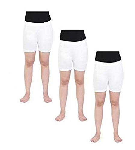 GMR Girls Cotton Cycling Shorts/Tights (White ; 7 Years) Pack of 3