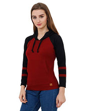 Load image into Gallery viewer, Reifica Women&#39;s Hooded Cotton Full Sleeve T-Shirt (Maroon_Small)
