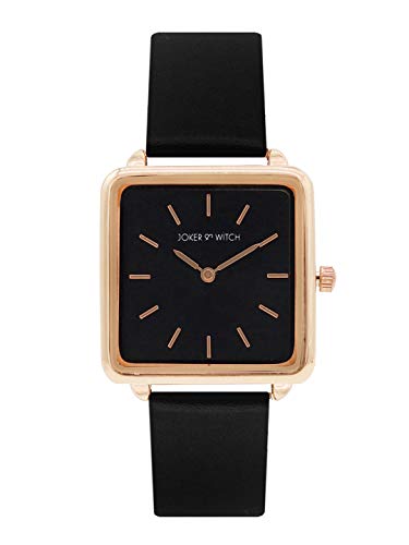 Joker & Witch Emily Square Dial Rosegold All Black Watch for Women