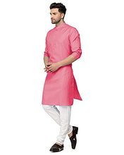 Load image into Gallery viewer, Gauri Laxmi Enterprise WELTPOCKET  Men&#39;s cotton knee-long full sleeve Solid Straight Kurta Pyjama Set t (X-Small, Gajri)
