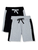 Cloth Theory Boy's Regular fit Cotton Shorts (Pack of 2) (CTSH_025_Grey +Black_7-8 Years)