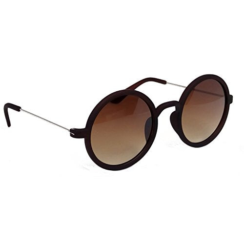 HRINKAR Round Brown Lens Brown And Silver Frame Uv Protection Sunglasses For Men And Women