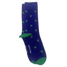 Load image into Gallery viewer, Mint &amp; Oak Men&#39;s Cotton Crew Length Socks Combed Printed and Colourful Odour Free Formal Seamed Calf Socks, Odour Free, Anti Microbial Socks. (Blue - Coconut Tree)
