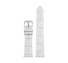Load image into Gallery viewer, EwatchAccessories 20mm White Genuine Leather Watch Band Strap with Silver Stainless Steel Buckle for Men and Women
