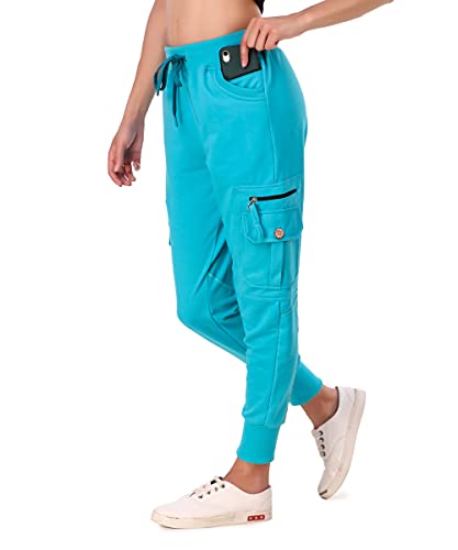 UZARUS Women s Cotton Slim Fit Cargo Joggers Track Pants with 4