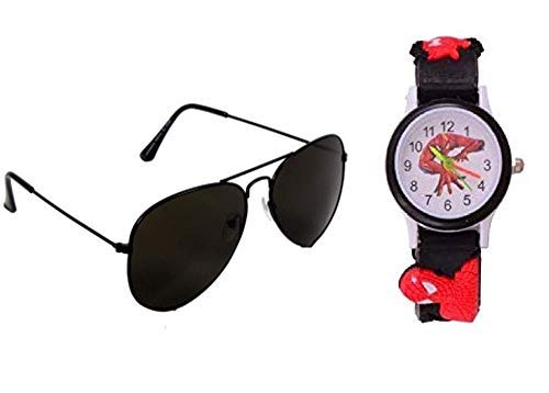 pass pass Analogue Black Kids Watch & Sunglasses for Age 3 to 8 Years Boys & Girls (Pack-2)