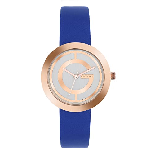 Giordano Women's White Dial Blue Leather Strap Watch, Model No. A2042-07