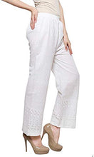 Load image into Gallery viewer, RONZGIN Women&#39;s Lucknow Chikan Regular Fit Palazzo Pant, Free Size of White (30)
