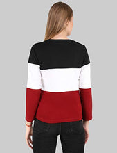 Load image into Gallery viewer, Reifica Women&#39;s Multicolor Full Sleeves Tshirt (Black,White,Maroon, Medium)
