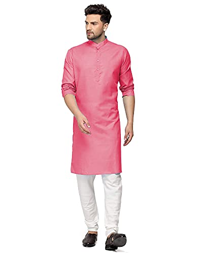 Gauri Laxmi Enterprise WELTPOCKET  Men's cotton knee-long full sleeve Solid Straight Kurta Pyjama Set t (X-Small, Gajri)