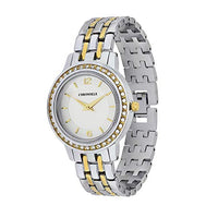 Chronikle Women's Metal Chain Wrist Watch with Diamond Studded Stones on dial (Dial Color: White | Band Color: Silver & Gold)