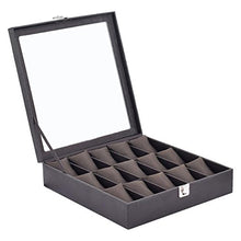 Load image into Gallery viewer, THE RUNNER PU Leather Dark Brown Colour Croc Finish Transparent Watch Box for 15 Watches

