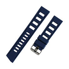 Load image into Gallery viewer, EWatchAccessories 20mm Blue Rally Soft Silicone Rubber Watch Band Strap Silver Stainless Steel Buckle Clasp for Men and Women | Comfortable and Durable Material
