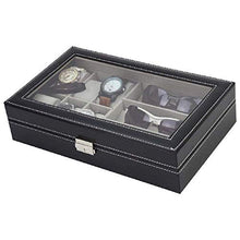 Load image into Gallery viewer, Nistha Multi Slot Leather Watch/Goggles Box Organizer Case - 6 Slot Watch and 3 Slot Goggles Collection Storage Display Organizer Box Gift Case for Unisex (Wrist Watch and Goggles Organizer Box)
