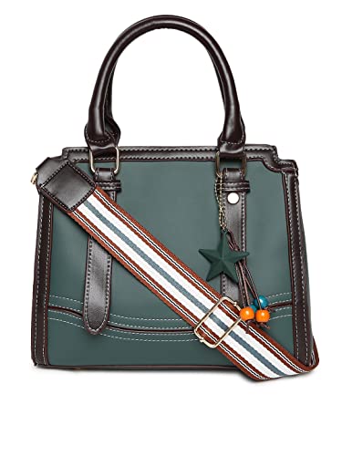 Vismiintrend Stylish Vegan Leather Sling Crossbody Top Handle Bag for Women | Women's Shoulder Handbag | Large | Rakhi Gift for Sister - Wavy Green