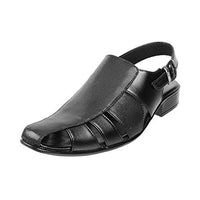 Metro Men's Black Leather Outdoor Sandals-7 UK (41 EU) (18-845)