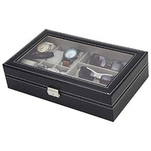 Load image into Gallery viewer, Styleys Wrist Watch Storage Box Display Case Organizer Jewellery Organizer Storage Box Sunglasses Storage Box- 6+3 Grids Watch Box (6+3 Grids Black- W75B)
