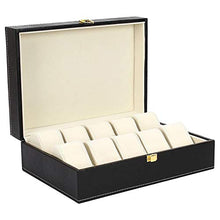 Load image into Gallery viewer, PANKATI Black Leatherette 10 Slots Watch Box,
