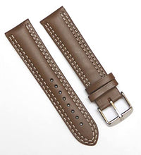 Load image into Gallery viewer, 22MM Padded Leather Strap for Watch (Beige Plain/White Stitch)
