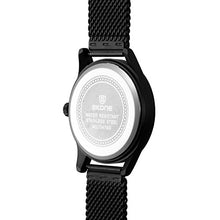 Load image into Gallery viewer, Skone Watches 7347BG-2 Japan Quartz Movement,IP Black Alloy case, Woven Stainless IP Black Steel Band, Mineral Glass, 1ATM Water Resistant
