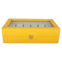 Load image into Gallery viewer, PANKATI Faux Leather Display Watch Storage Organizer Box (Yellow_12 Slots)
