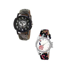 Load image into Gallery viewer, Analogue Dial and Leather Strap Men&#39;s&amp;Women Watch Combo-2 (Multicolor)
