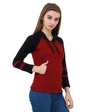 Load image into Gallery viewer, Reifica Women&#39;s Hooded Cotton Full Sleeve T-Shirt (Maroon_Small)
