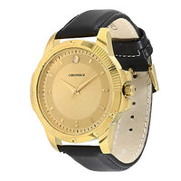 CHRONIKLE Unique Designer Men's Leather Strap Analog Wrist Watch (Dial Color:Golden | Band Color: Black, )