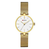 CURREN Stainless Steel Quartz Women's Gold Bracelet Mesh Strap Wristwatch Female Clock Ladies Dress Watch 9038
