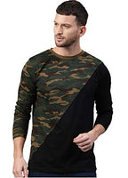 Urbano Fashion Men's Solid Slim Fit T-Shirt (Camou-Cross-blagrn-s-FBA_Olive Green