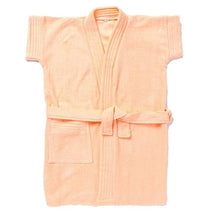 Load image into Gallery viewer, Sanddune Girl&#39;s Terry Cotton Half Sleeves, Knee Length, Pocket with Waist Belt Bathrobe (Peach, 2 to 3 Years)
