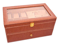 KNOTT Watch Case Cum Jewellery Box & Sunglass Case Transparent Top Watch Case for 6 Watches (Tan)