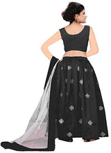 Load image into Gallery viewer, Clothesshop Girl&#39;s Satin Semi stitched Lehenga Choli (CS_Silver_Butti_Black_7-8 Years)
