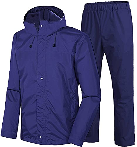 Men's zoom regular Raincoat for men waterproof for Bike-Reversible Double layer with hood packed in a storage Bag (2XL, Blue)