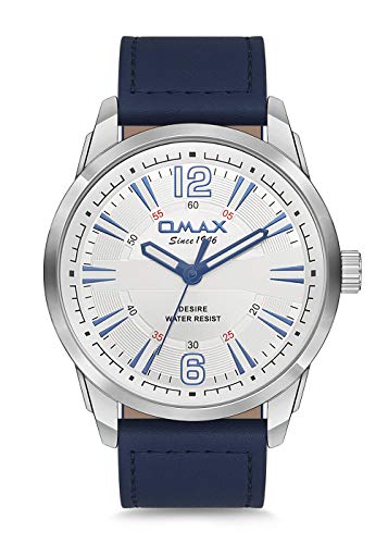 OMAX Analog Silver Dial Mens Watch with Blue Strap - GX29P64I