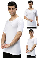 Lux Cozi Men's Pack of 3 White Round Neck Half Sleeves 100% Cotton Vest (Size : 100cm)