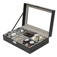 divinz Men's/Women's Leather Watch Box Organizer Case Multi Slot-8 Watch 2 Ring Compartment