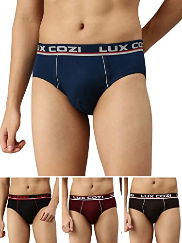 Lux Cozi Men's Cotton Brief (Pack of 4) (8904209872852_COZI_Bigshot_Brief_COL_80_Assorted) (Color & Prints May Vary)