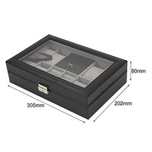 Load image into Gallery viewer, Divinext Leather Wrist Watch Box Organizer 8 -Slot with Jewelry Organizer, 30 X 20 X 8 CM , Black

