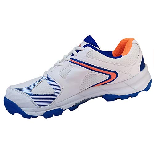 SG Premium Cricket Shoe Studs for All Surface Pitch, White/Orange/Royal Blue - 11 UK