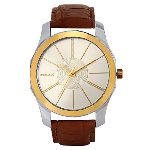 OMAX Analogue Men's Watch(Gold Dial Brown Colored Strap)-OP002-G