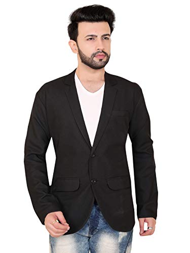 A.B.C. Garments Men's Regular Fit Tuxedo Blazer(black blazer viscose collar black palan_Black_X-Large chest inch 44 length inch 31)
