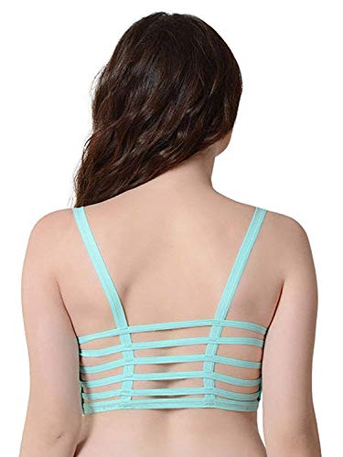 Manpasand Girls' & Women's Cotton Blend Lightly Padded, With Removable Pads Bralette Bra (6STRAPMintGreen_Green_Free Size)